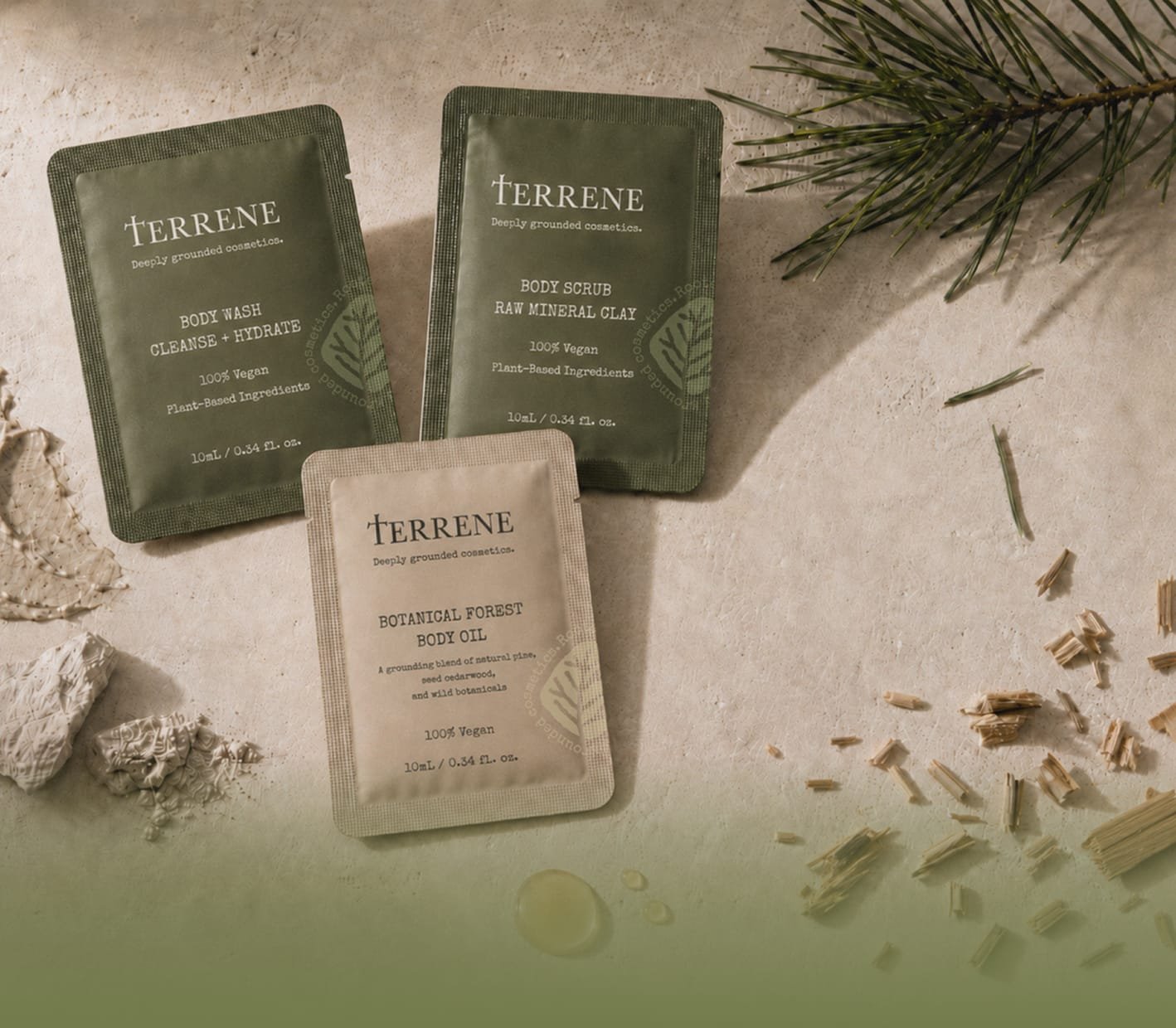 TERRENE natural cosmetics vertical packaging mockup