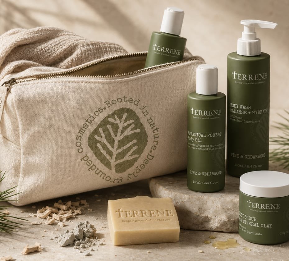 TERRENE natural body care packaging detail