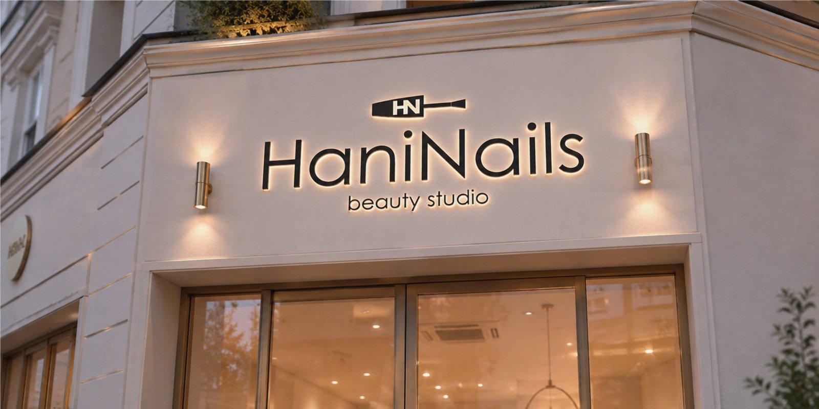 Hani Nails Beauty Studio logo and packaging design