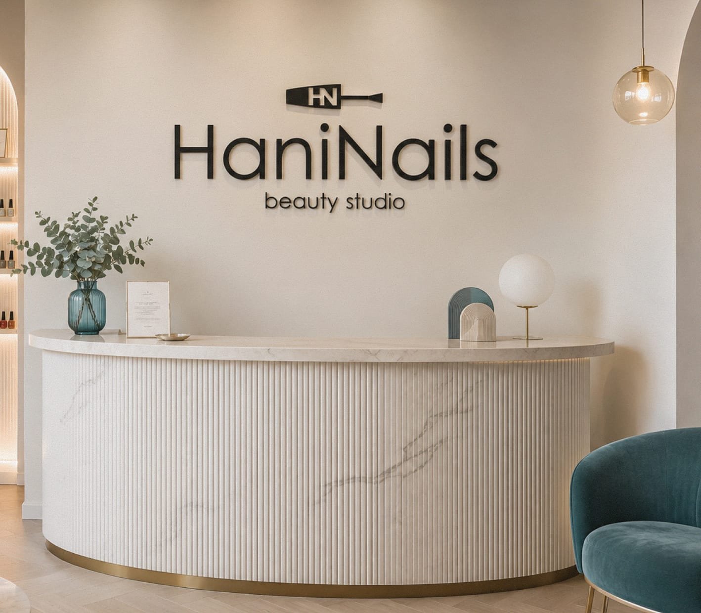 Hani Nails Beauty Studio exterior sign mockup
