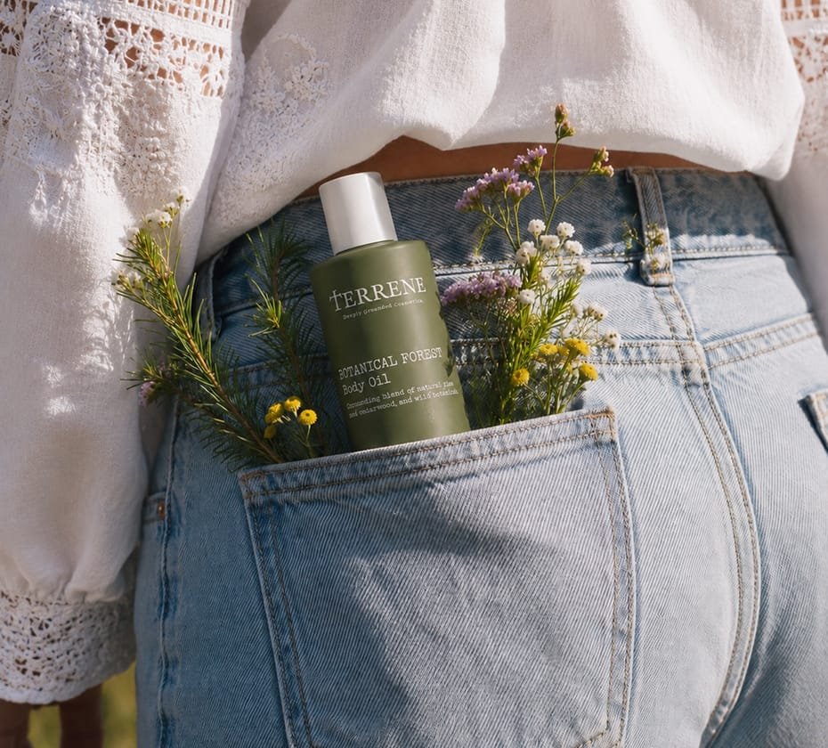 TERRENE skincare visual identity and product mockup