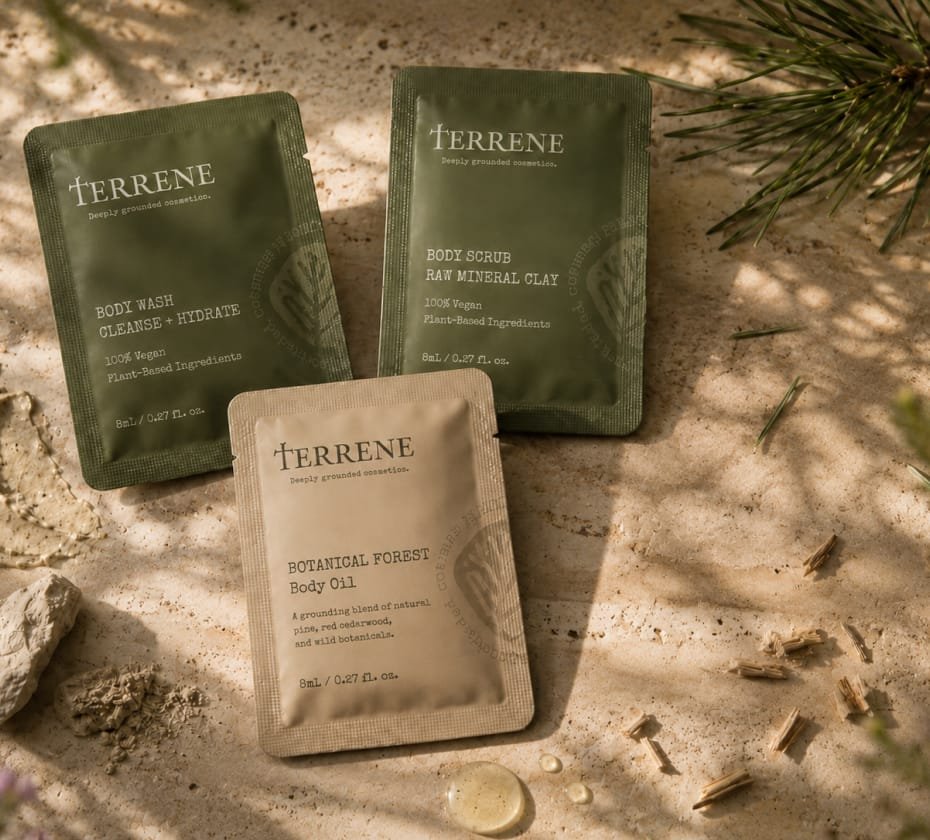 TERRENE natural body care packaging detail