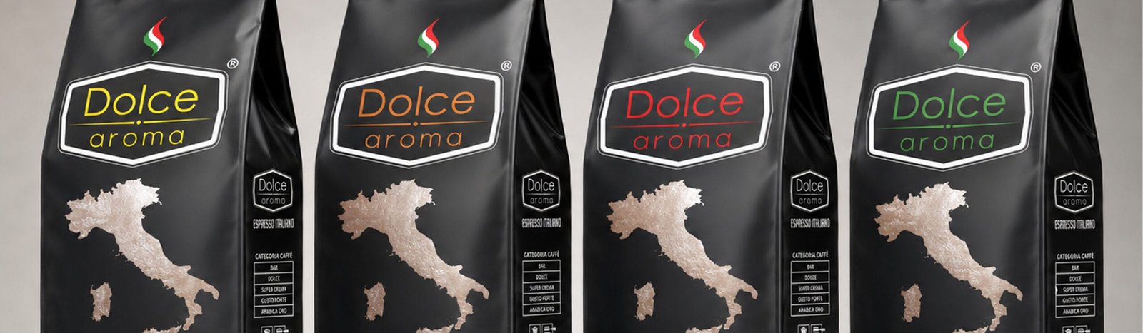 Dolce Aroma four coffee bag packaging designs