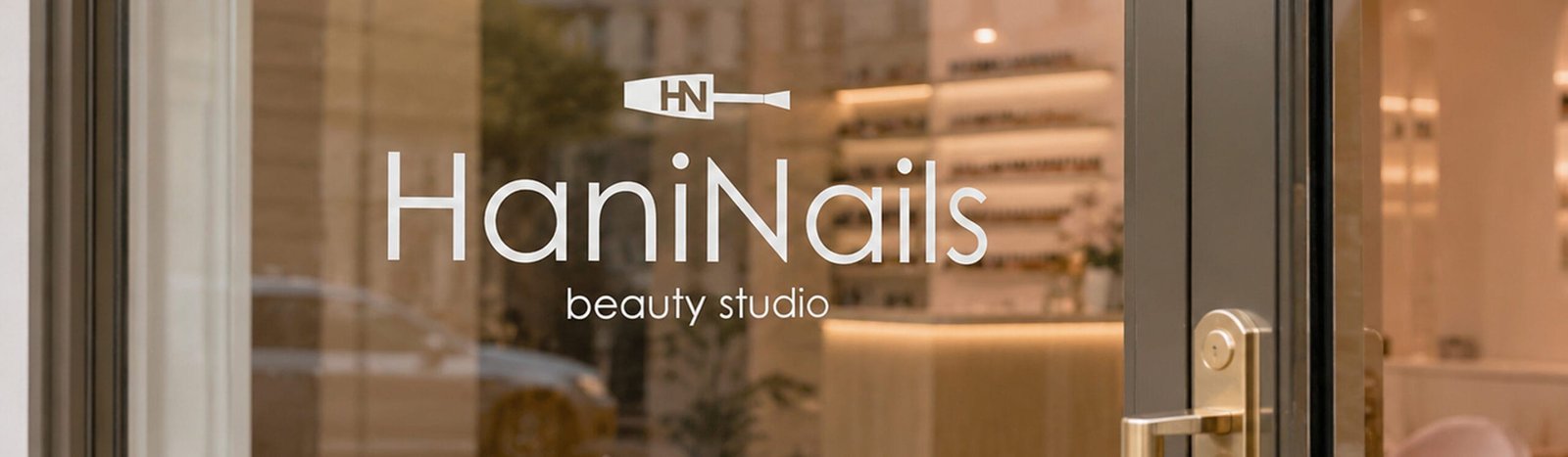 Hani Nails Beauty Studio main logo and identity presentation